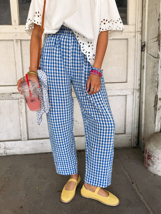 summer picnic pants - blue