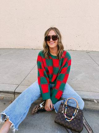 chestnuts & checkers sweater