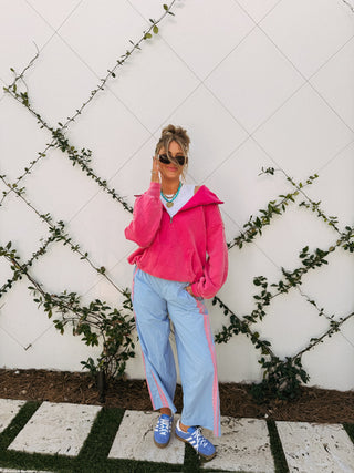 lined with lace pants - blue / pink