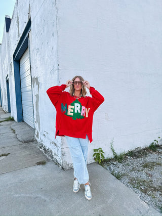 very merry tree sweater top