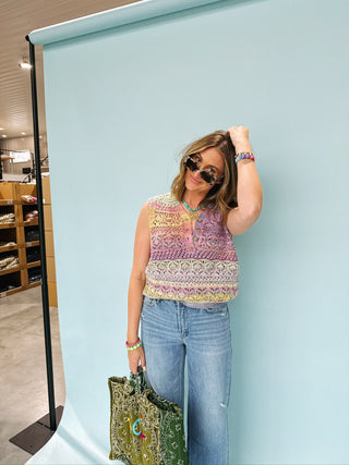gigi multicolor crochet top