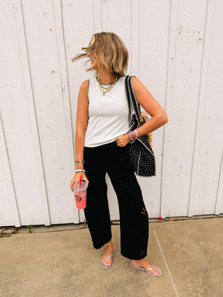 azalea eyelet barrel jeans - black
