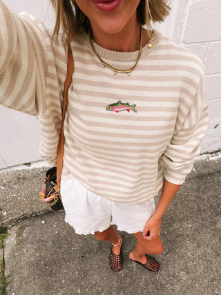 fishy stripe sweater - tan