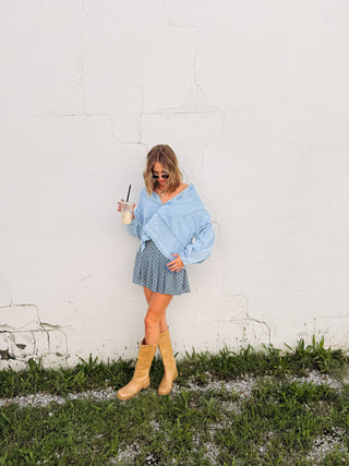 polka dot pleated skirt