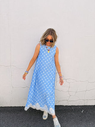 playful polka dot dress - blue