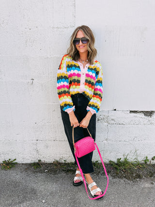 rainbow fish cardigan