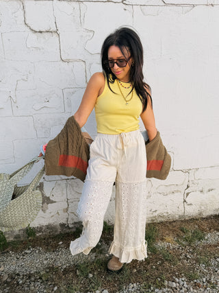 blank space ribbed tank top - yellow