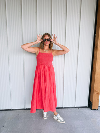 z supply | bayside linen maxi dress - persimmon