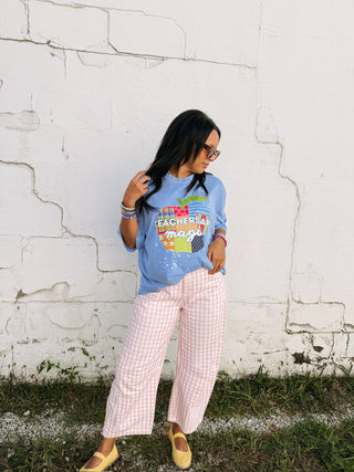 good graces gingham pants - pink