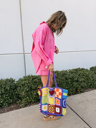 indigo irie crochet bag