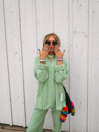 feeling fuzzy oversized top - lime