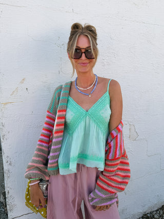 rosalia lace tank top - mint