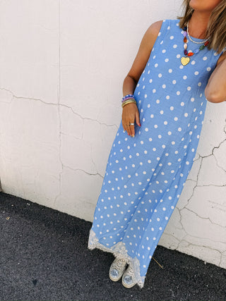 playful polka dot dress - blue