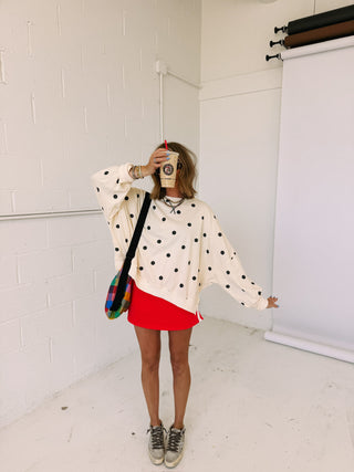 oversized panda polka dot top
