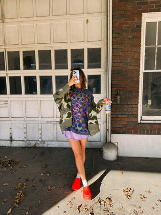 navy folk garden graphic tee