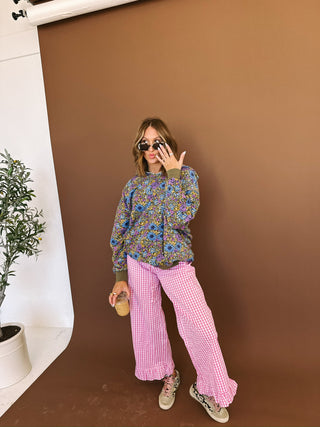 flower power oversized sweatshirt - olive