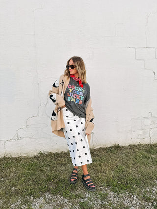 margo polka dot midi skirt