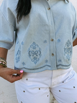 catch my drift denim top