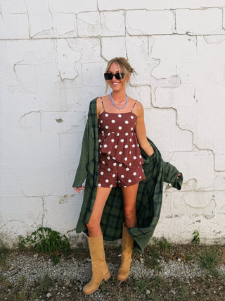 picture day polka dot tank top - brown