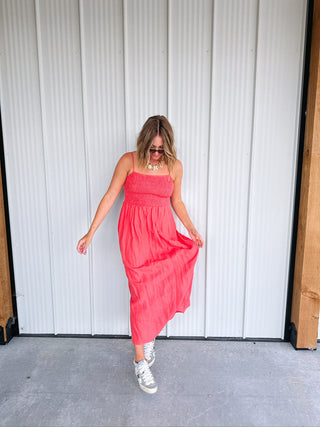 z supply | bayside linen maxi dress - persimmon