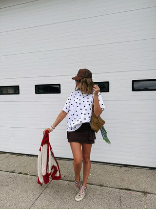 oversized polka dot tee - white