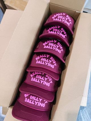 ETTA OG | dilly dallying trucker hat - burgundy / pink