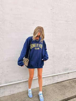 ETTA OG | home by nine club sweatshirt - navy / yellow