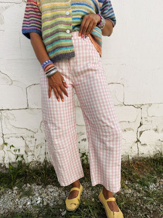 good graces gingham pants - pink