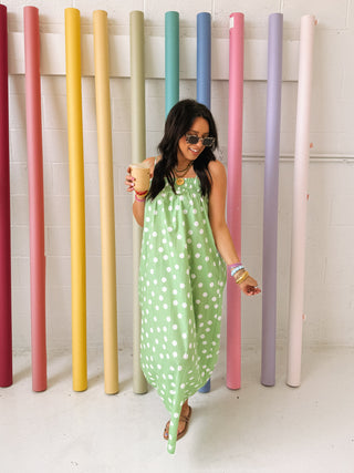 polka dot party dress - green