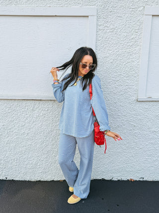 soulmate stripe two piece set - blue