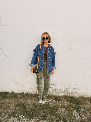 dipped in dots ruffle jacket