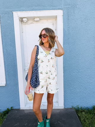 lucky duck shorty overalls