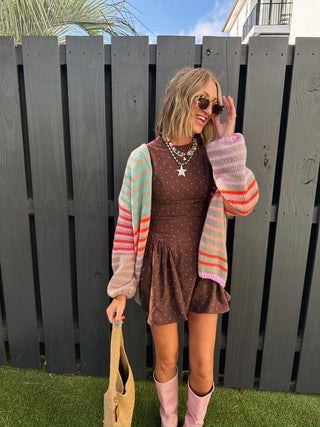 PEACH LOVE | flirty fall polka dot dress