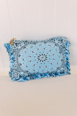bandana ruffle pouch - blue