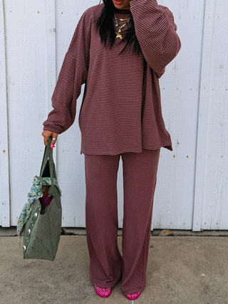 feeling fuzzy lounge pants - pink / brown