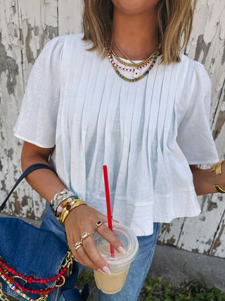 playful pintuck top - ivory