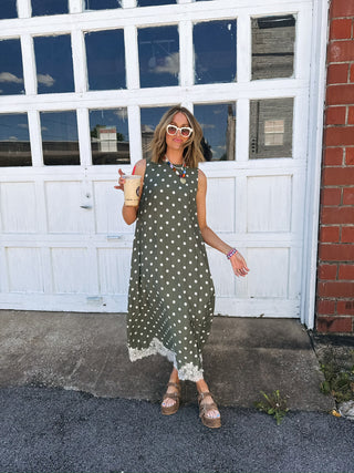 playful polka dot dress - olive