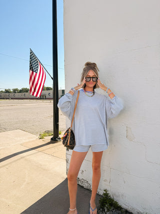 gimme more stripe top - periwinkle