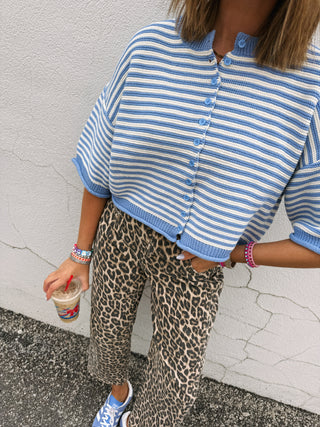 small talk stripe sweater - blue