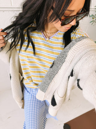 the power of stripes top - mustard