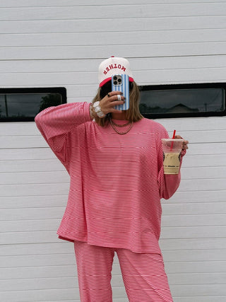 feeling fuzzy oversized top - pink