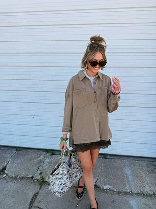 whitley denim button up - brown