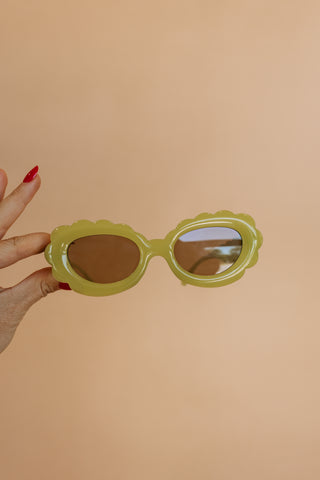 scalloped sunglasses - lime