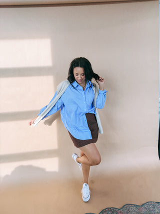 jackie layered button top - blue