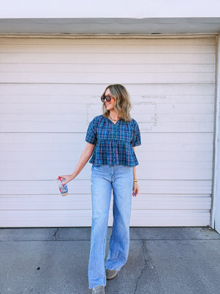 sugar plum plaid top