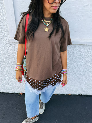 brownstone polka dot layered top
