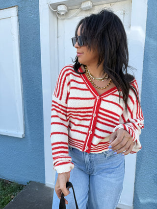 scarlet button sweater
