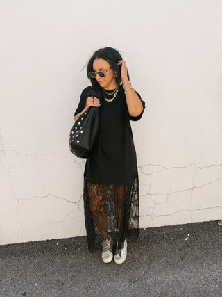 blackbird lace tshirt dress