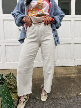 vervet | sandy stripe barrel jeans