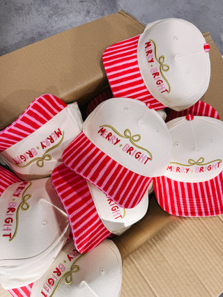 ETTA OG | merry + bright trucker hat - red / pink